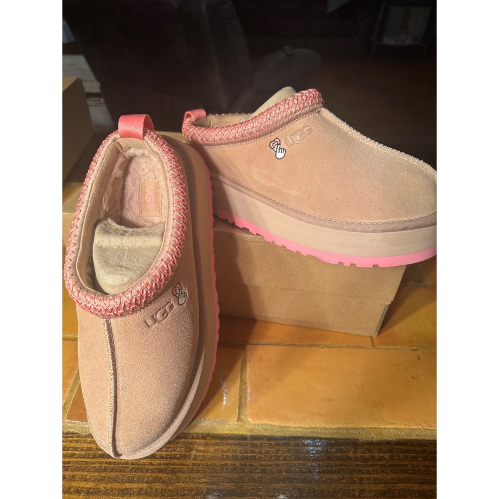 Ugg Tazz heart Slipper Rose Quartz Pink Scallop Platform Suede 1172322 Womens 9